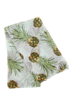 Foulard Verde con fantasia ananas tropicale in tessuto leggero Coveri Collection 976SUISCIAR/149E