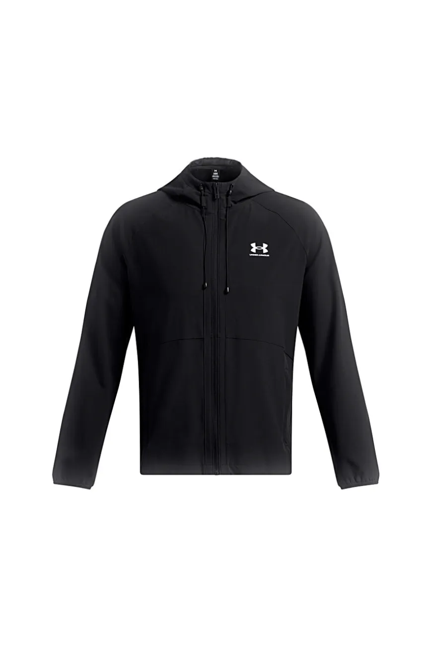 Giacca nera leggera con cappuccio Under Armour VIBE WOVEN JACKET