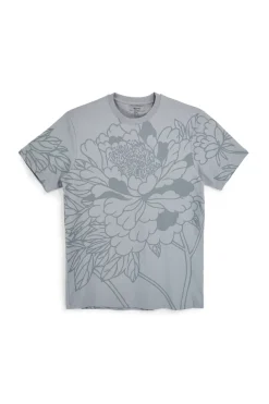 Graues Baumwoll-T-Shirt mit Blumendruck Boardman Alpha pt-m-t-9063