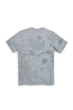 Graues Baumwoll-T-Shirt mit Blumendruck Boardman Alpha pt-m-t-9063