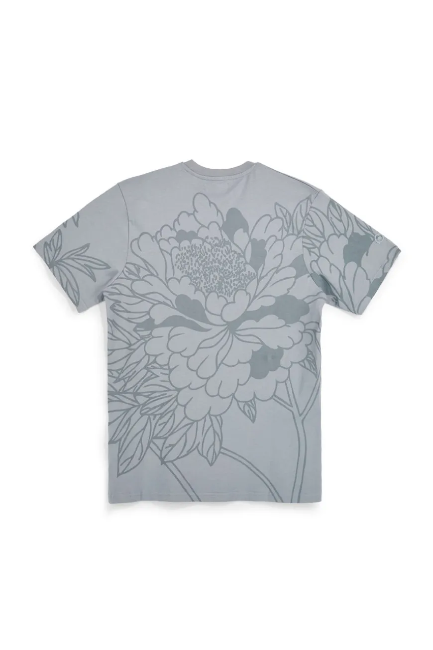 Graues Baumwoll-T-Shirt mit Blumendruck Boardman Alpha pt-m-t-9063