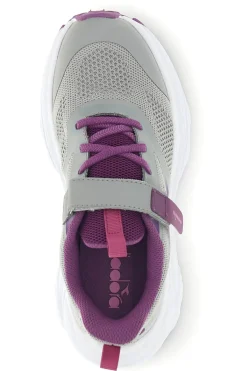 Graue Turnschuhe mit rosa Einsätzen und Klettverschluss Diadora Snipe 4 Jr