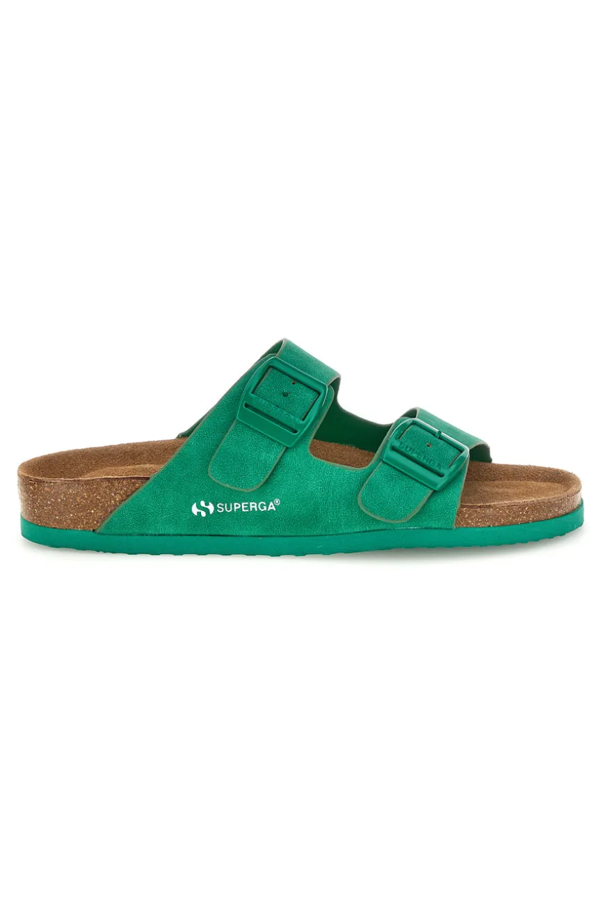 Grüne Hausschuhe mit doppelter Schnalle Superga S11U109