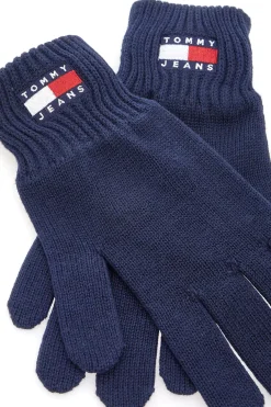 Guanti blu in maglia 100% cotone Tommy Jeans Heritage Gloves