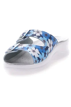 Hausschuhe mit blauen Blumen und doppeltem Anti-Rutsch-Band Best Medical 122F