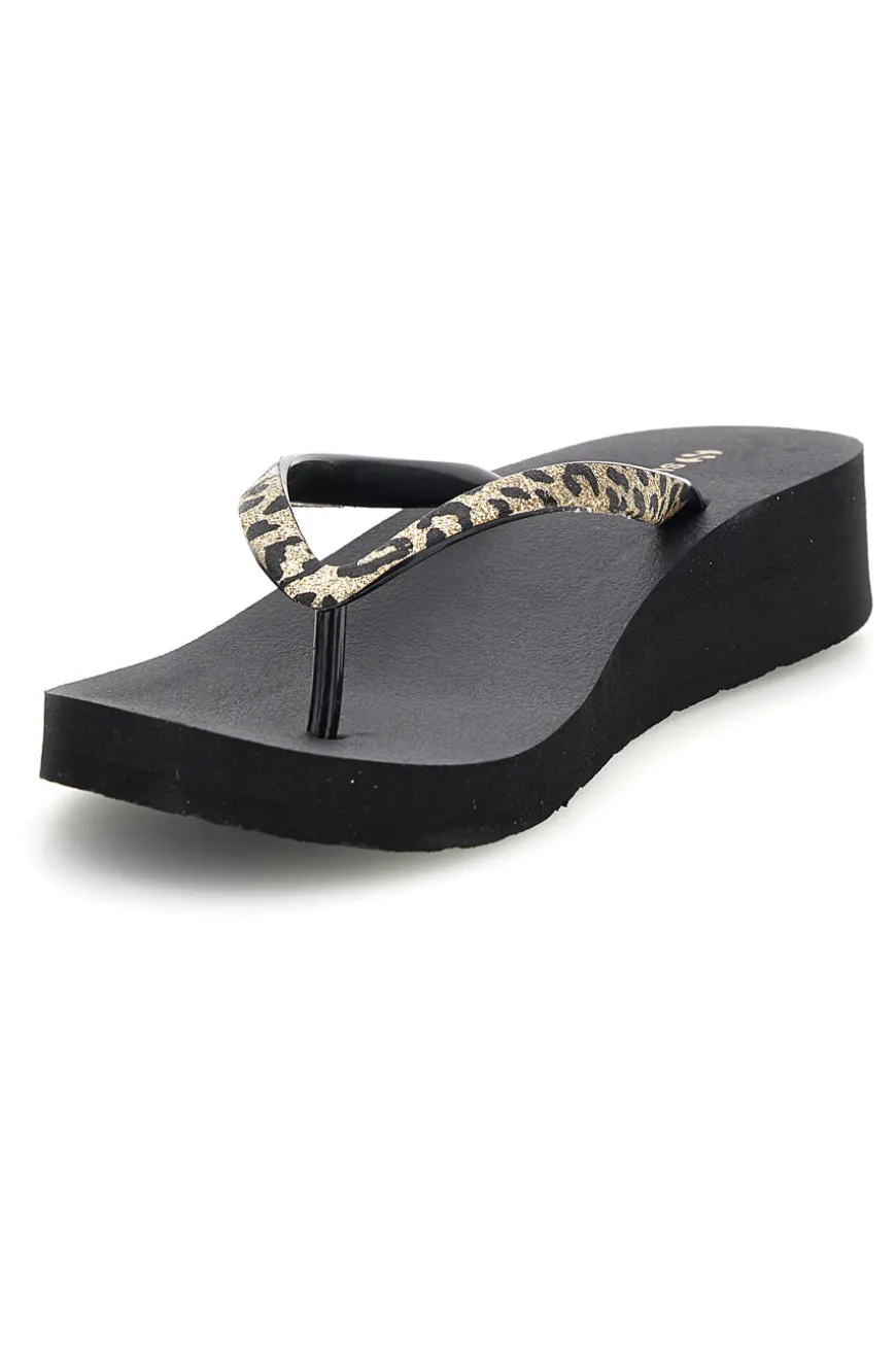 Infradito nera con dettaglio animalier Superga S24T203