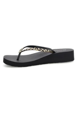 Infradito nera con dettaglio animalier Superga S24T203