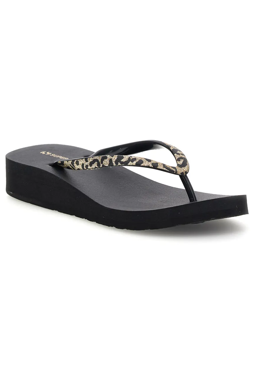 Infradito nera con dettaglio animalier Superga S24T203