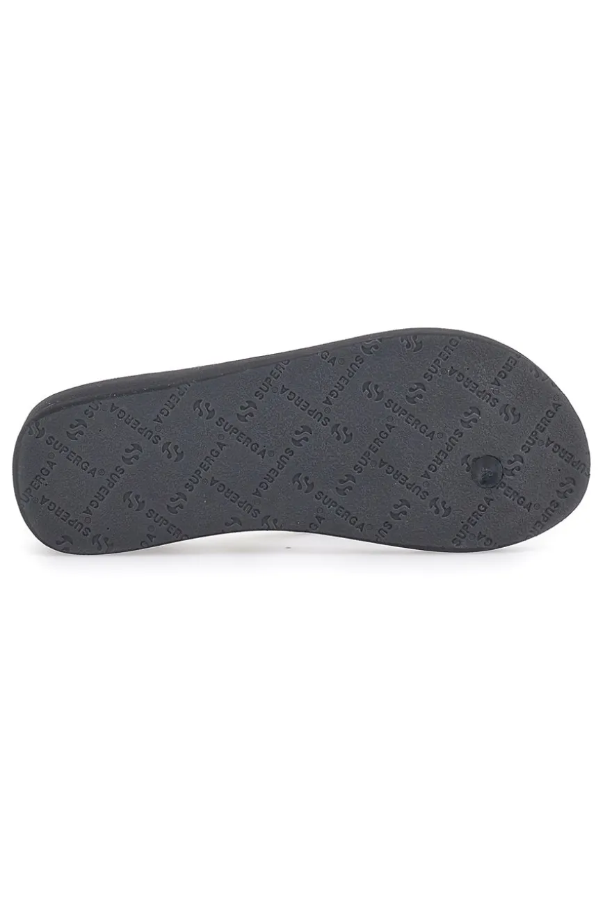 Infradito nere con stampa animalier e suola platform SUPERGA S24T203