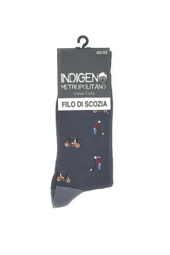 Lange graue Socken mit INDIGENO METROPOLITANO LEGER-Muster