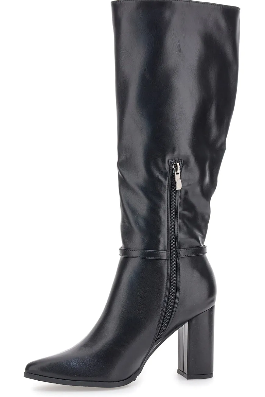 Le Havre Paris 6002 Schwarze Stiefeletten mit hohem Absatz und Riemen