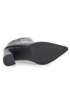 Le Havre Paris 801 schwarze Stiefeletten mit hohem Blockabsatz und spitzer Zehenpartie