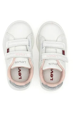 LEVI'S BELL JR MINI – Weiße und rosa Sneakers mit Klettverschluss