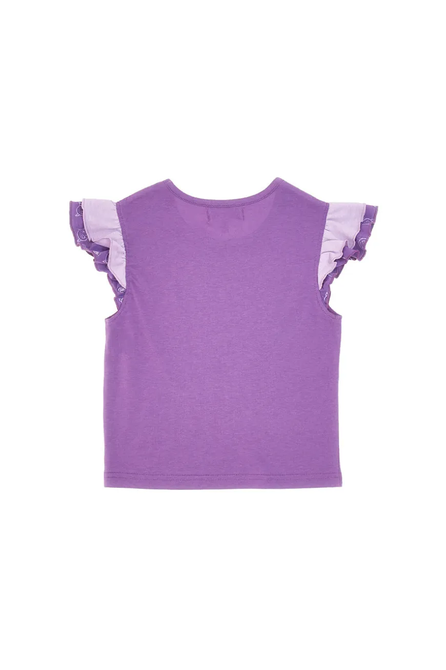 Maglietta Girocollo con Maniche s Sbuffo Viola PITT KIDS PT-K-T-7026
