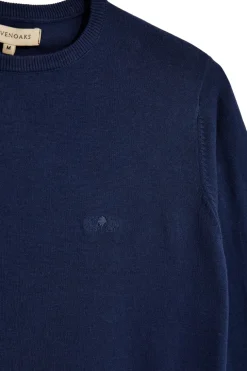 Maglione in cotone blu girocollo Sevenoaks Nby01