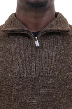 Maglione marrone con zip in misto lana No Limits MAJU020W25