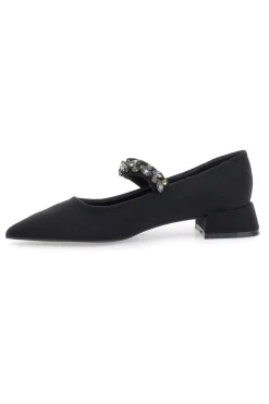 Mariella Burani 51680 schwarze Stoffpumps mit Schmucksteinriemen