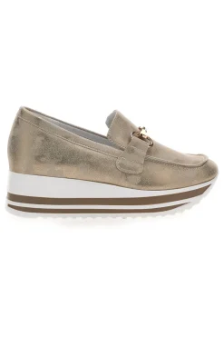 Mocassini Beige Con Morsetto Oro e Platform Energy 42
