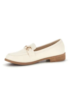 Mocassini beige in tessuto con morsetto First lady P675