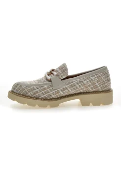 Mocassini beige in tessuto intrecciato con morsetto Le havre paris BL60303C