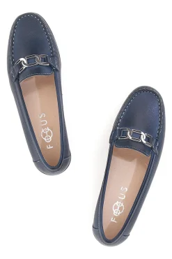 Mocassini Blu Con Accessorio Argentato Pittarello Focus 8134