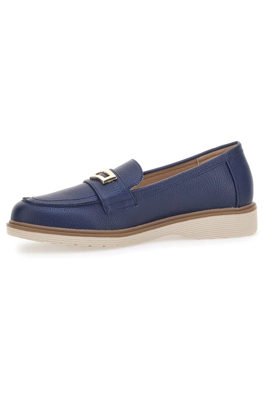 Mocassini Blu Con Morsetto Dorato Le Havre Paris 3202122