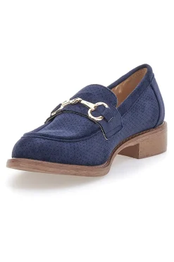 Mocassini blu con morsetto e sottopiede in pelle Le havre paris RQ2652