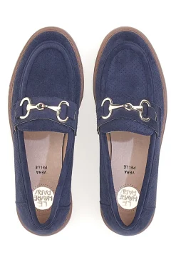 Mocassini blu con morsetto e sottopiede in pelle Le havre paris RQ2652