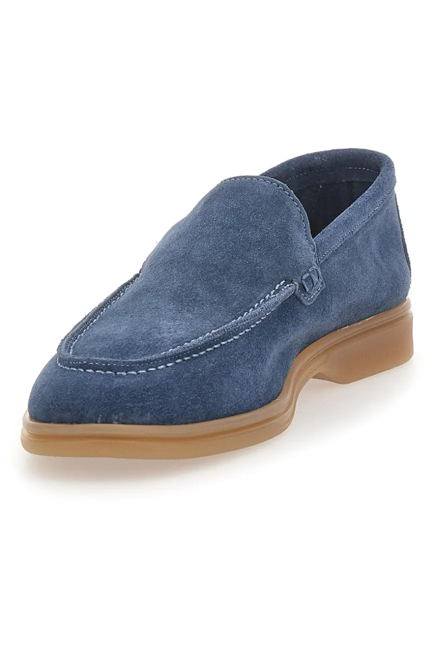 Mocassini Blu con Tomaia in Suede Vera Pelle PTR 2070