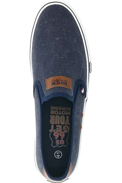 Mocassini Blu con Tomaia in Tessuto ROUTE 66 RO01805