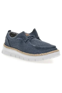 Mocassini blu in tessuto con lacci Max dillan WALLY BIG CVS