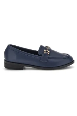 Mocassini blu in tessuto con morsetto First lady P675