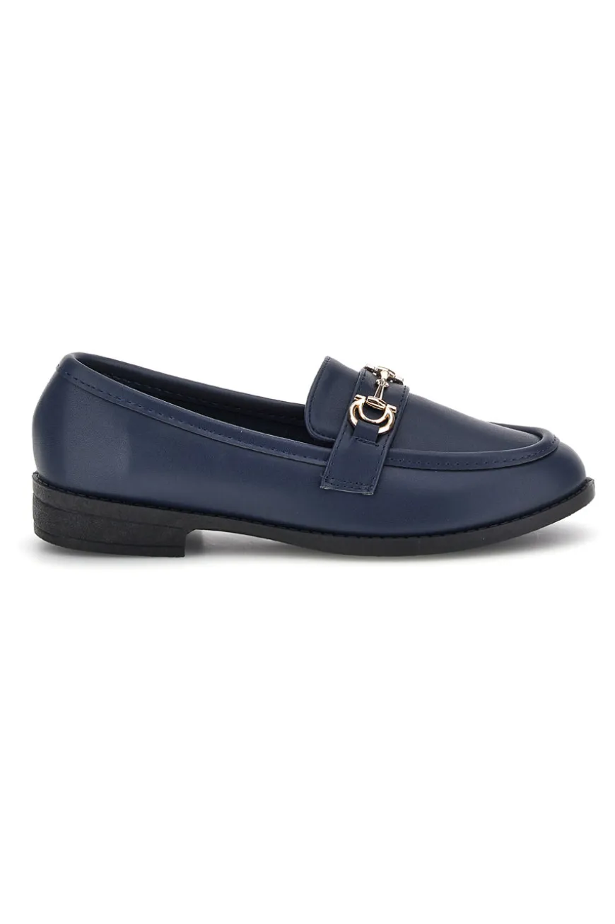 Mocassini blu in tessuto con morsetto First lady P675