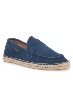 Mocassini blu in tessuto con suola in corda PITTARELLO SUN SG24L313