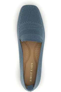 Mocassini blu in tessuto traforato First lady P674