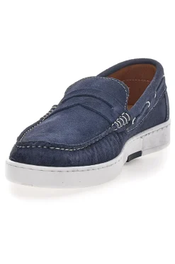Mocassini Blu In Vera Pelle Scamosciata Max Dillan 420