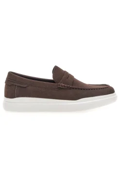 Mocassini caffè slip on con suola bianca Longford C53086