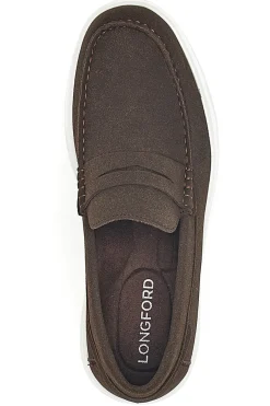 Mocassini caffè slip on con suola bianca Longford C53086