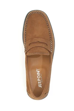 Mocassini Cuoio con Tomaia in Pelle Nabuk Made in Italy JERPOINT 195