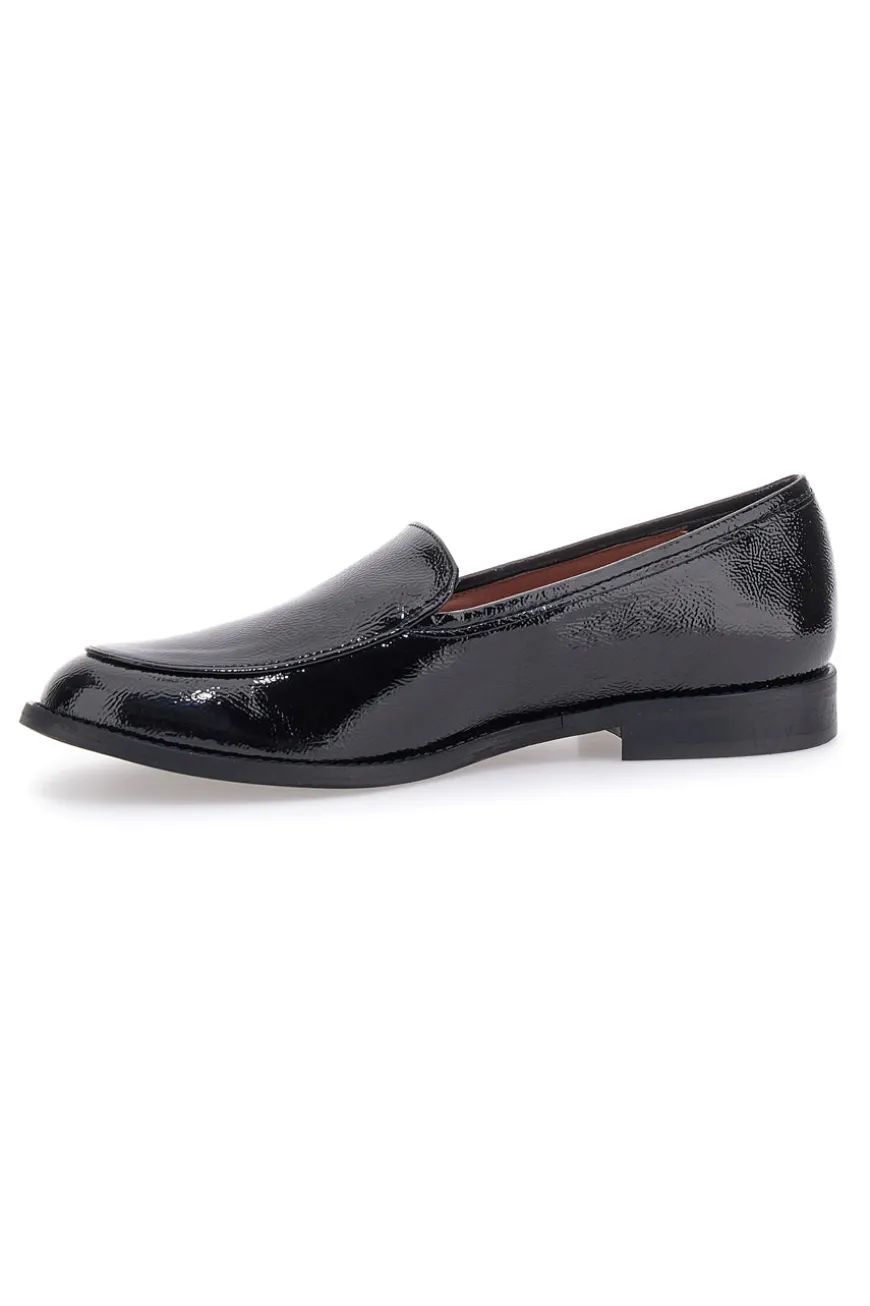 Mocassini neri effetto vernice slip-on Pittarello glam 3659