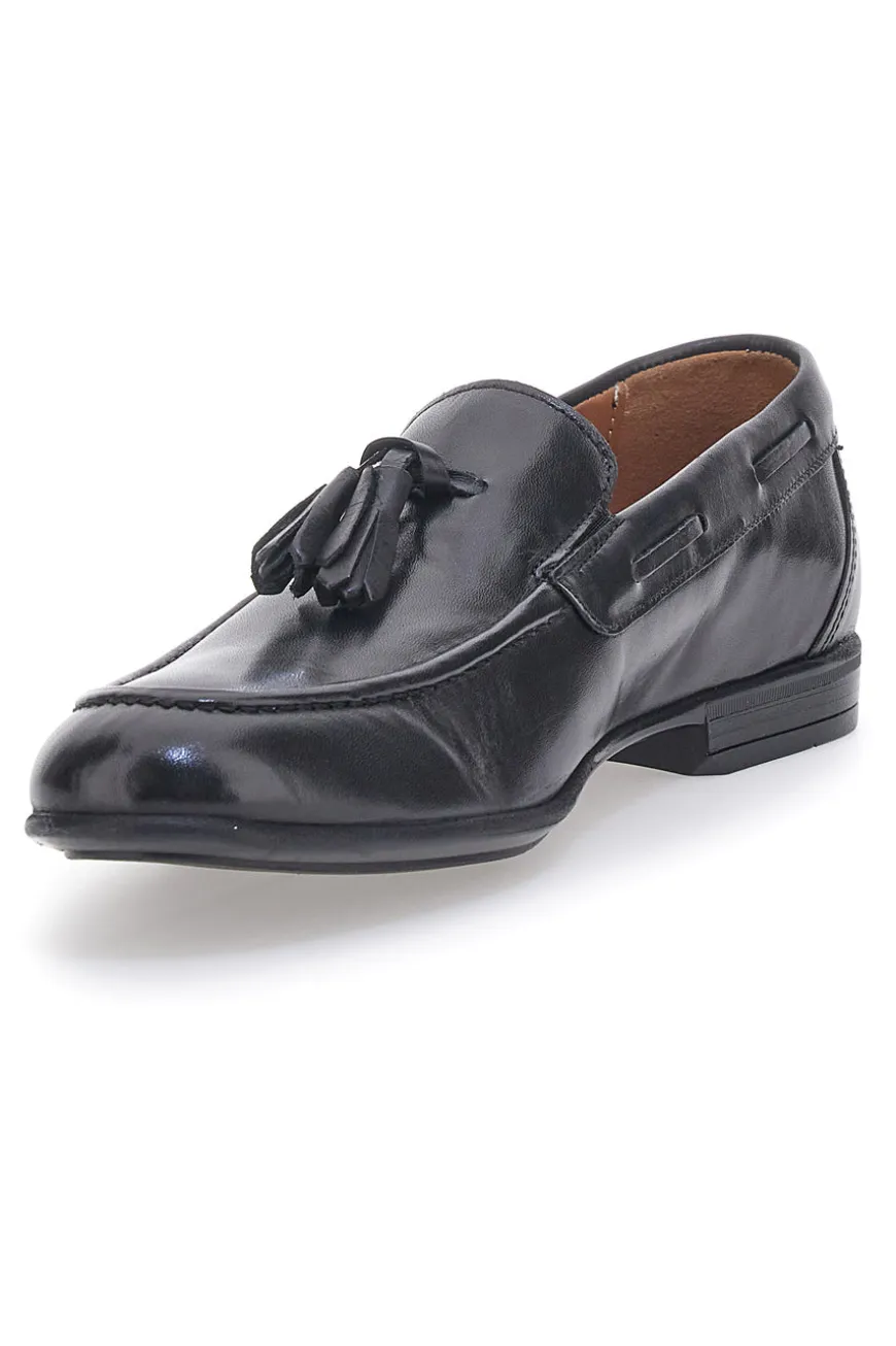 Mocassini Neri in Pelle Con Nappine Made in Italy PITTARELLO 071