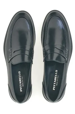 Mocassini Neri In Vera Pelle Made In Italy Pittarello 77109