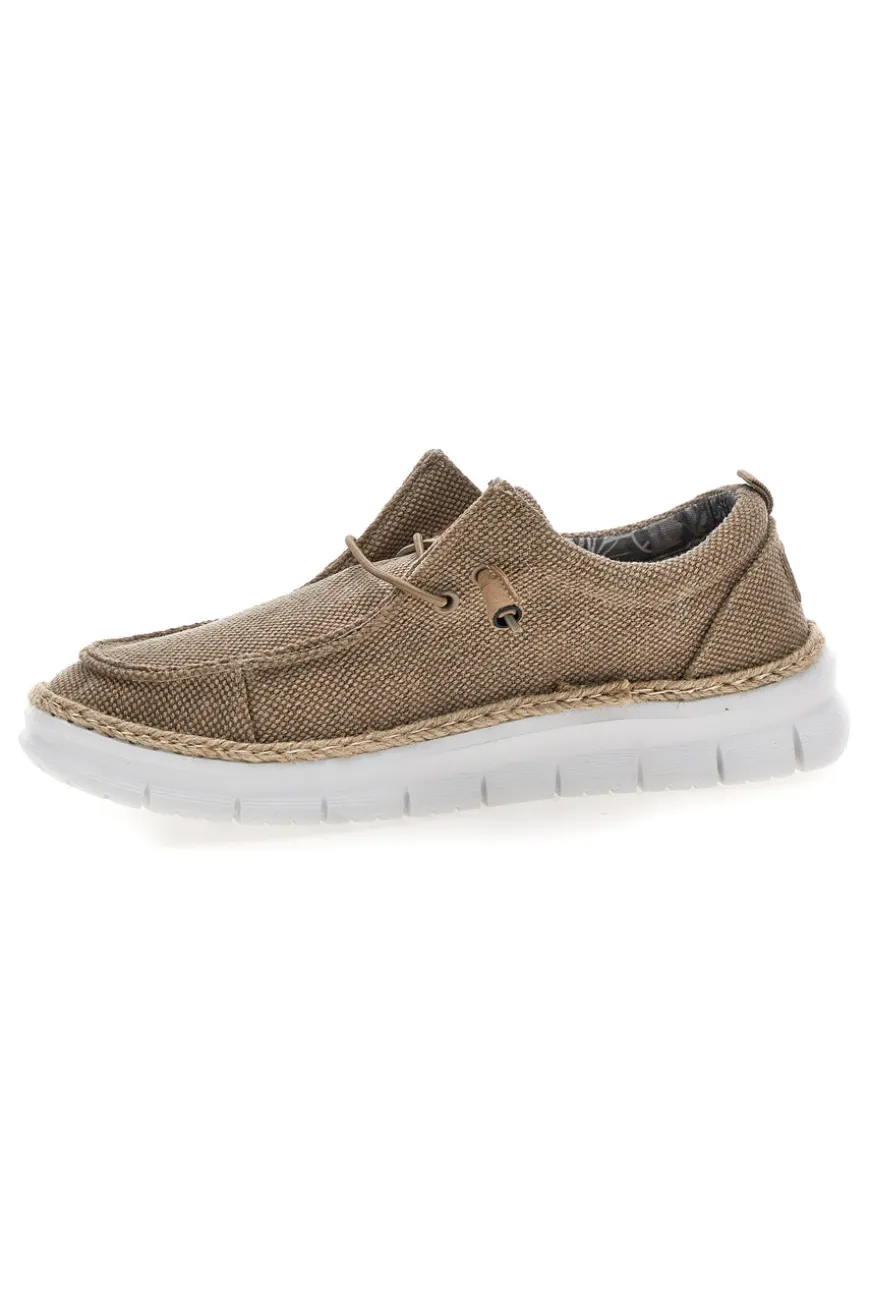 Mocassini taupe in tessuto con lacci Max dillan WALLY BIG CVS