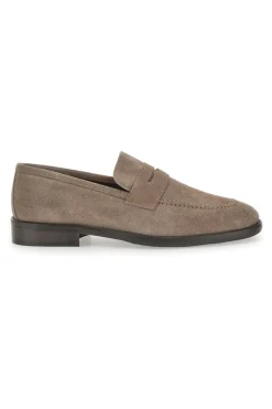 Mocassini Taupe In Vera Pelle Scamosciata Pittarello Plus 66