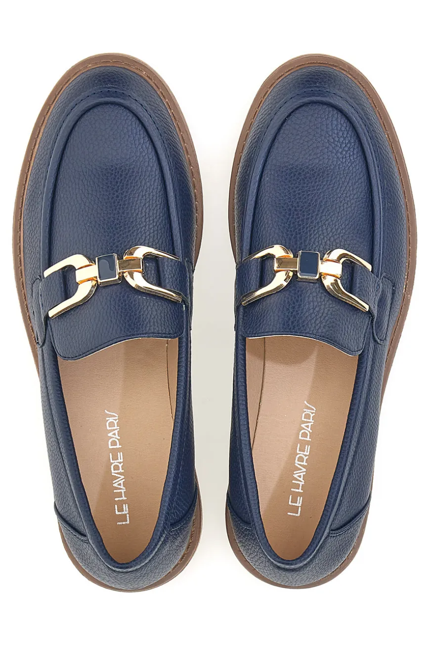 Mocassino Blu con Catenella Oro Le Havre Paris 1134