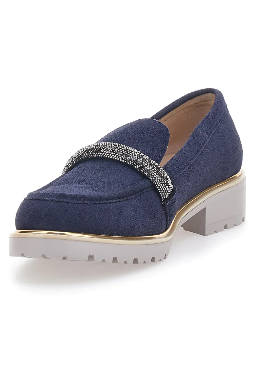 Mocassino Blu con Cinturino di Strass Le Havre Paris 233184