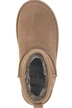 Mon Dieu L1250 – Kamelfarbene Slipper-Stiefeletten mit Plateausohle in Wildlederoptik