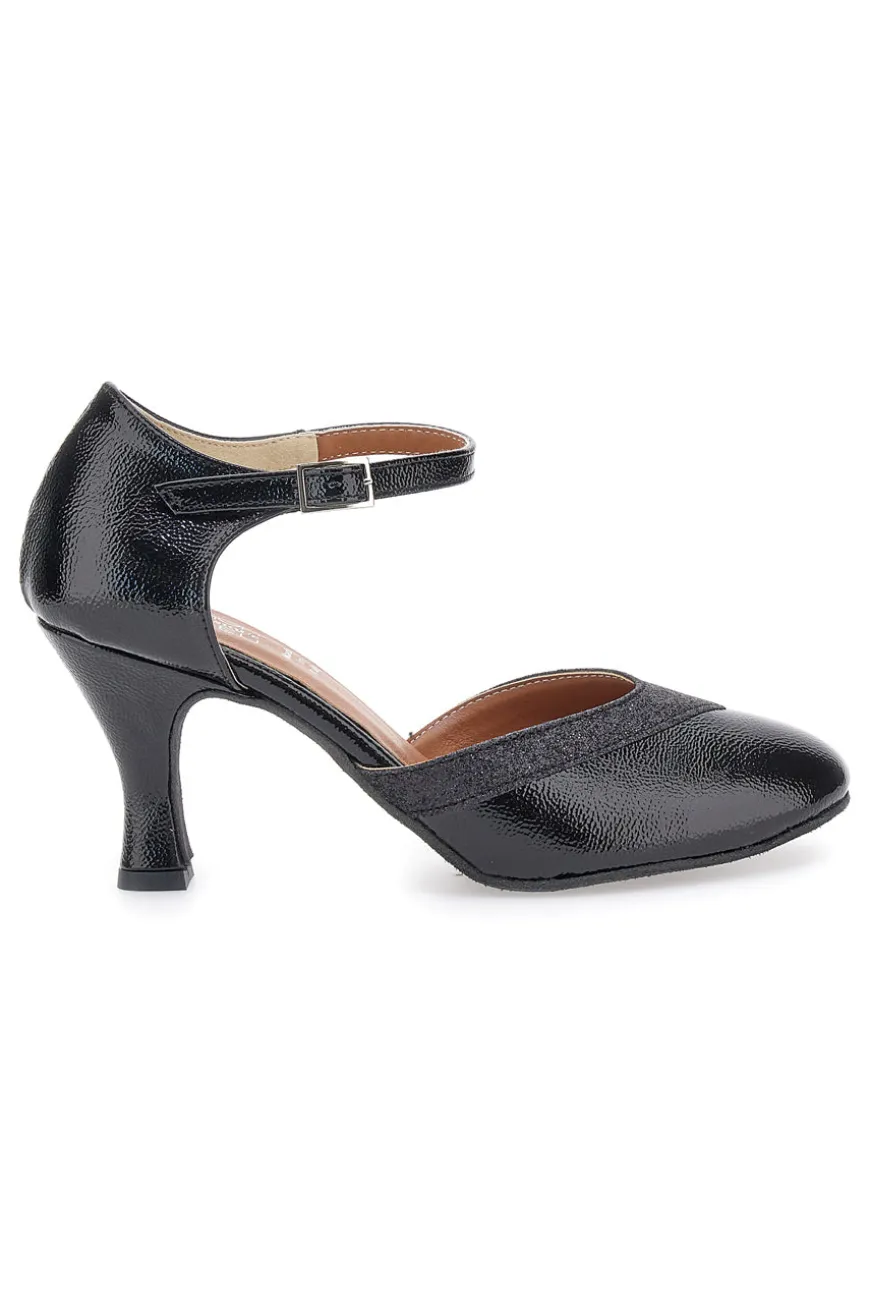 Mon dieu 111 schwarze Tanzschuhe mit Riemchen und Ledersohle