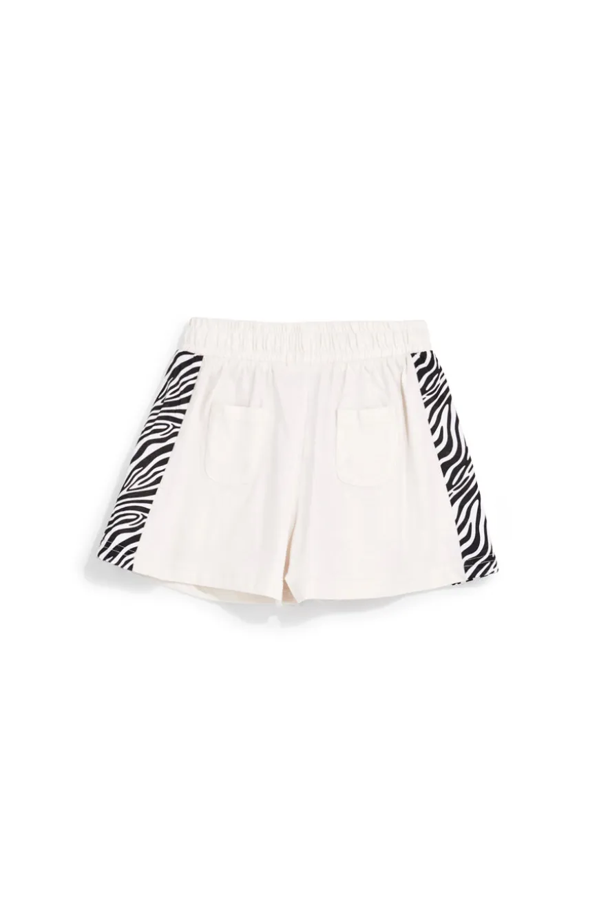 Pantaloncini beige con inserti fantasia zebrata Pitt kids PT-G-SH-9037