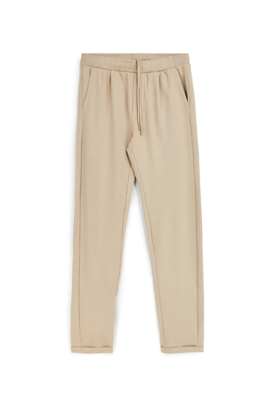 Pantaloni beige tessuto in morbida maglia piqué tasche laterali Pittarello tierra PT-M-T-9077